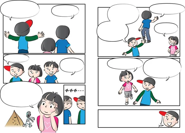 Vektör çizim çocuklar konuşma balonu ile konuşmak