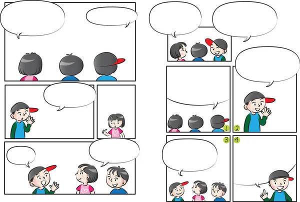 Vektör çizim çocuklar konuşma balonu ile konuşmak