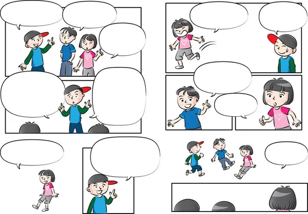 Vector drawing kids talk with speech bubble — Stock Vector