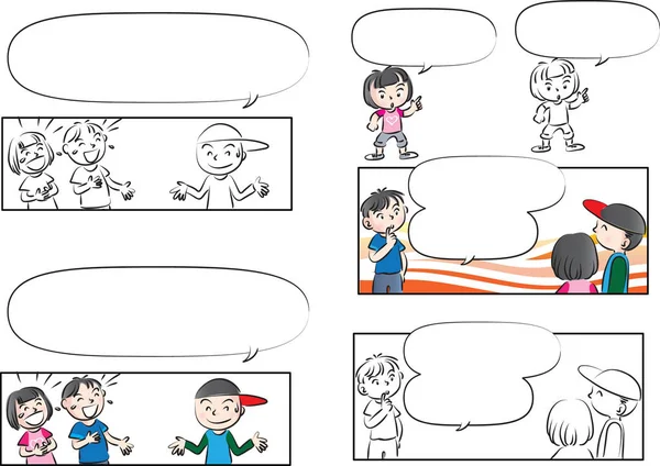 Vektör çizim çocuklar konuşma balonu ile konuşmak