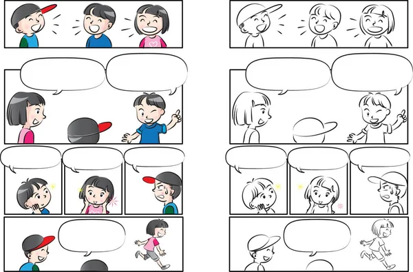 Vektör çizim çocuklar konuşma balonu ile konuşmak