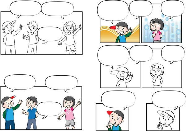 Vektör çizim çocuklar konuşma balonu ile konuşmak