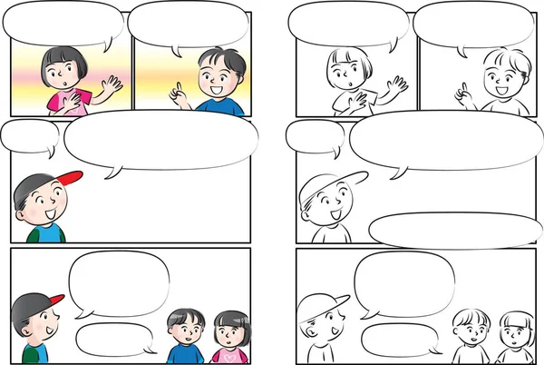 Vektör çizim çocuklar konuşma balonu ile konuşmak