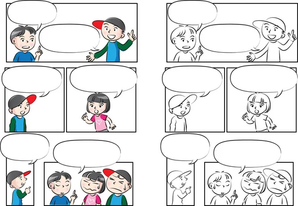Vektör çizim çocuklar konuşma balonu ile konuşmak