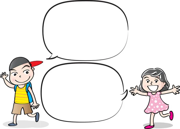 Векторні малюнки діти розмовляють з бульбашкою мовлення — стоковий вектор