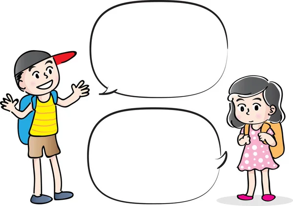 Vector drawing kids talk with speech bubble — Stock Vector