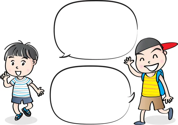 Dessin vectoriel enfants parlent avec bulle de parole — Image vectorielle