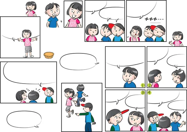 Vektör çizim çocuklar konuşma balonu ile konuşmak