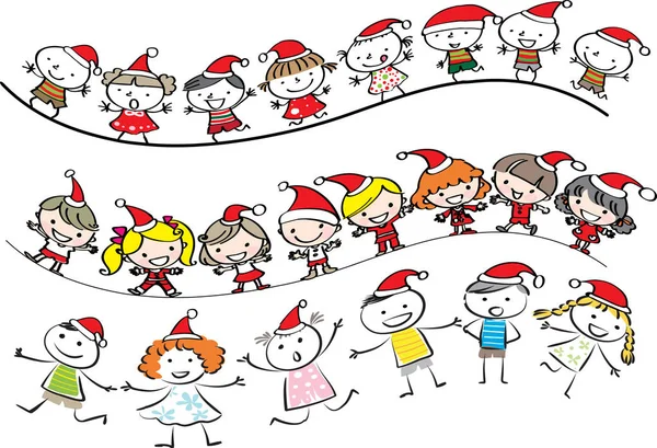 Merry Christmas Card Kids — Stock Vector