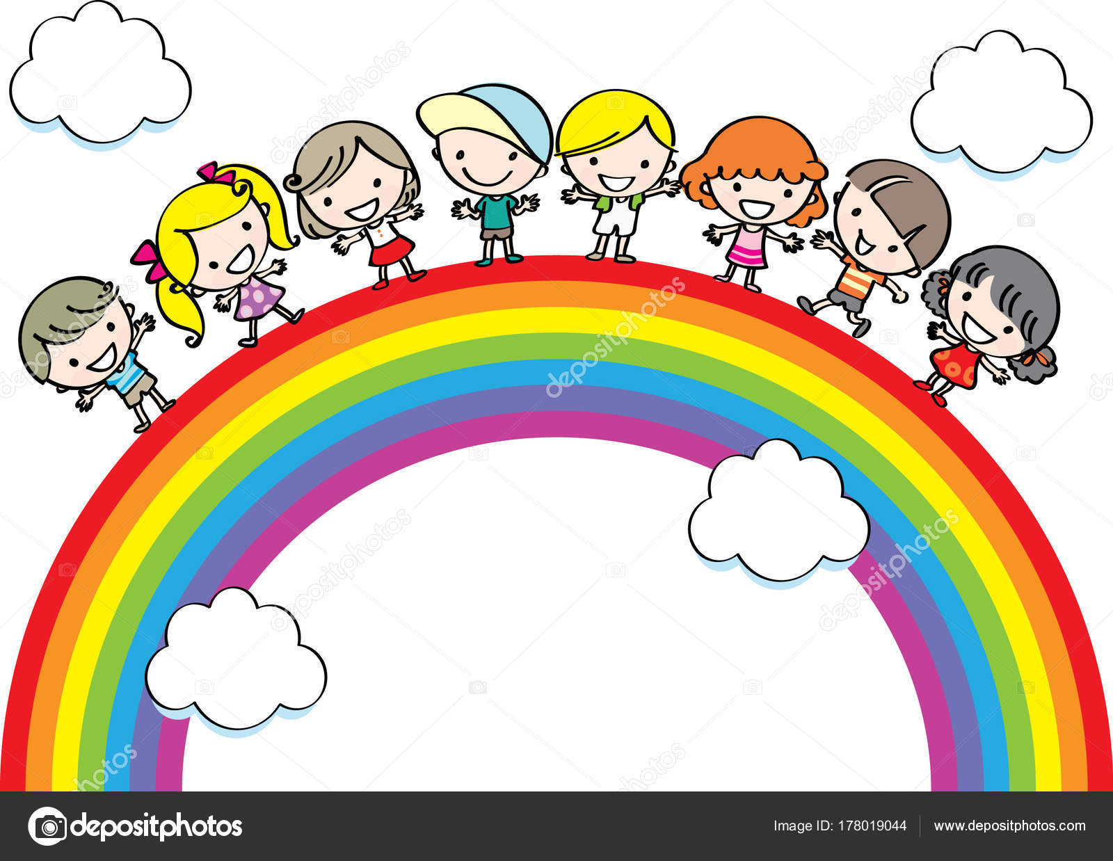 Cartoon Kids Rainbow Vector — Stock Vector © wenpei #178019044