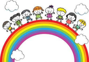 Gökkuşağı vektör çocuklarla çizgi film