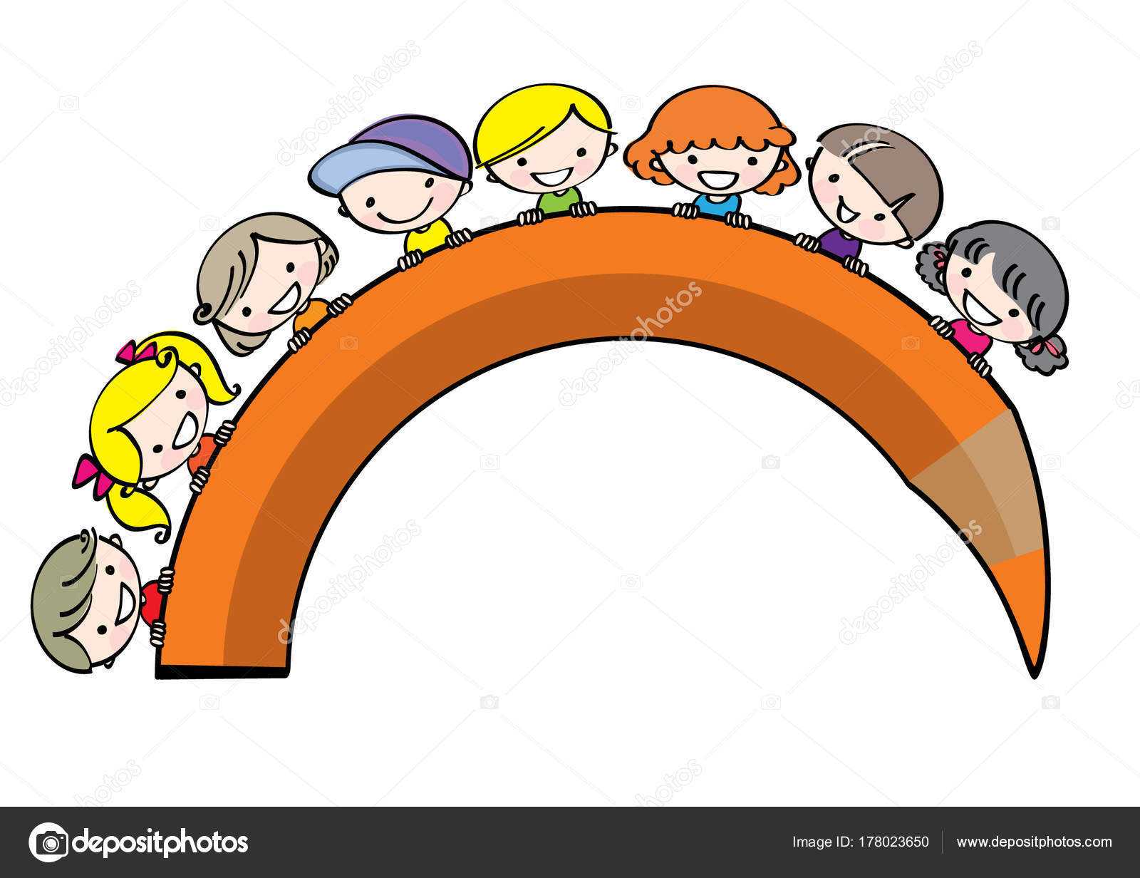 Vecteur Dessin Enfants Dessin Animé Avec Crayon Couleur