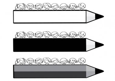 vektör çizgi film çocuklar renk kalem ile