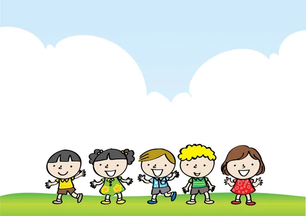 Dibujos Animados Niños Diseño Fondo — Vector de stock