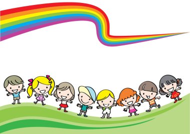 çizgi film çocuklar arka plan ile