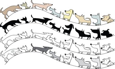 Köpekler tasarım çizim vektör