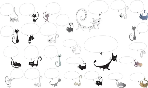 Promluvte Řeči Bublina Vektorové Sada Kreslené Kočky — Stockový vektor