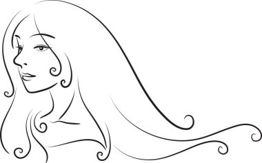 uzun saç tasarım vektör ile güzellik