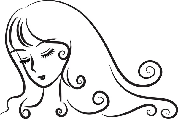 Краса Обличчя Довгим Волоссям — стоковий вектор