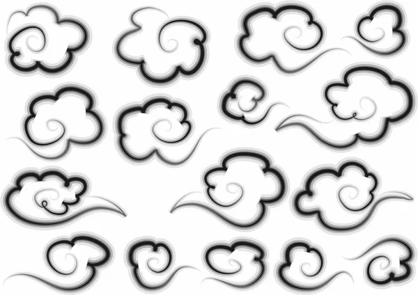 Linie Der Wolke Design Hintergrund Vektor Zeichnung Kunst — Stockvektor