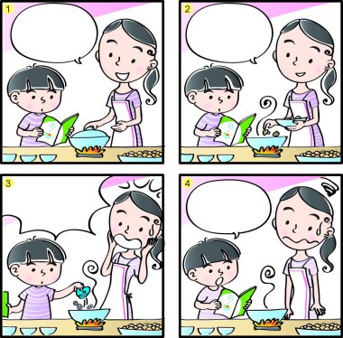 İlkokulda dört çerçeveli çizgi roman.