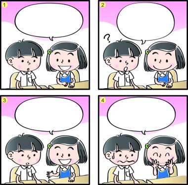 İlkokulda dört çerçeveli çizgi roman.