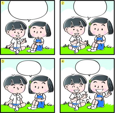 İlkokulda dört çerçeveli çizgi roman.