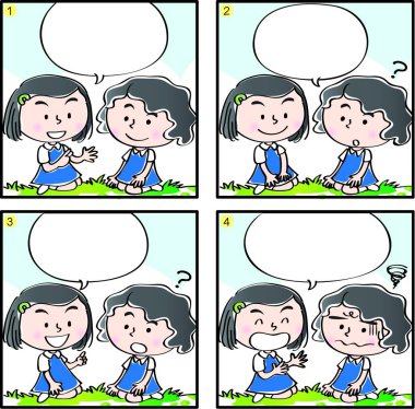 İlkokulda dört çerçeveli çizgi roman.