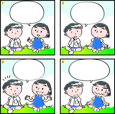 İlkokulda dört çerçeveli çizgi roman.