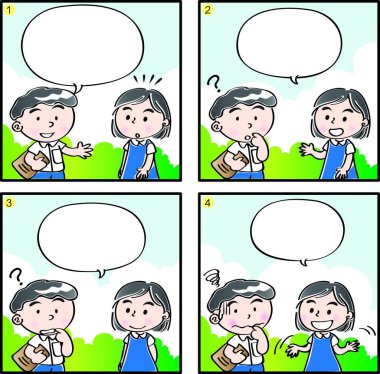 İlkokulda dört çerçeveli çizgi roman.