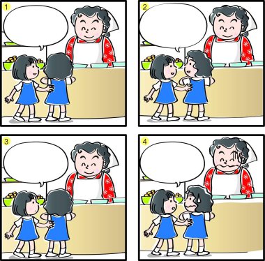 İlkokulda dört çerçeveli çizgi roman.