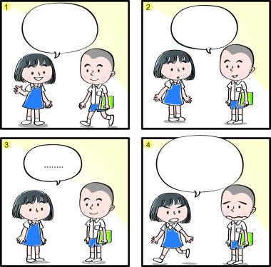 İlkokulda dört çerçeveli çizgi roman.