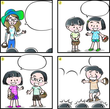 İlkokulda dört çerçeveli çizgi roman.