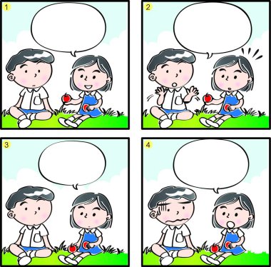 İlkokulda dört çerçeveli çizgi roman.