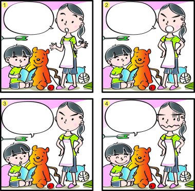 İlkokulda dört çerçeveli çizgi roman.