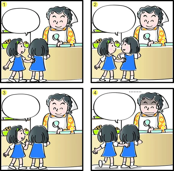小学四帧漫画 — 图库矢量图片