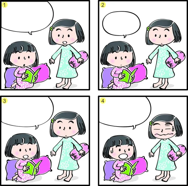 Primary School Four Frame Comic — Stock Vector