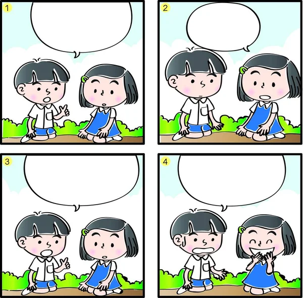 小学四帧漫画 — 图库矢量图片