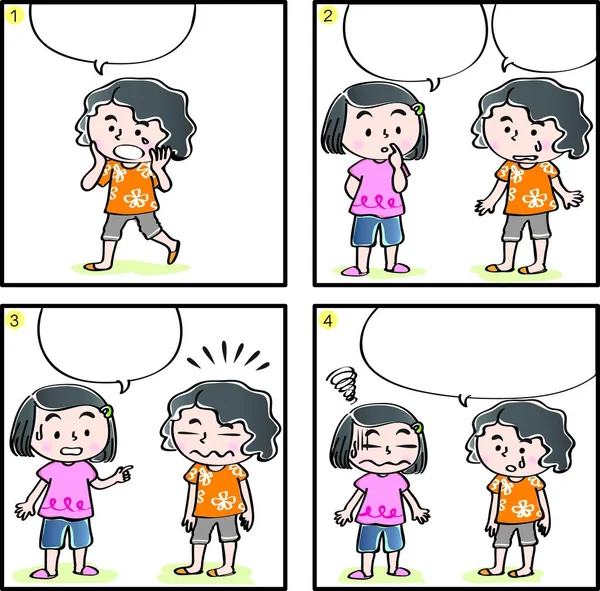 小学四帧漫画 — 图库矢量图片