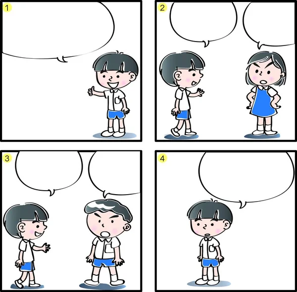 小学四帧漫画 — 图库矢量图片