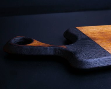 Ahşap doku arka plan üzerinde kesme tahtası blok doğrama