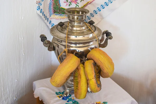 Samovar Avec Tissu Bagels Musée Samovar Avec Décoration — Photo