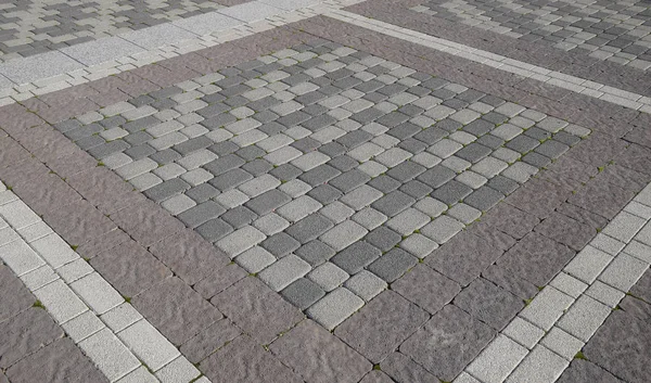 Descubra as lajes de pavimentação na praça. Fundo de lajes de pavimentação. Textura de produtos de pedra — Fotografia de Stock