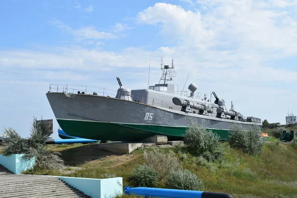 Nave Guerra Sulla Restrizione Nel Museo All Aperto Traduzione Dell — Foto Stock