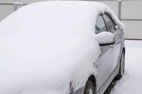 Einschlafen Nassen Schnee Auto Schneefall Aus Nassem Schnee Schnee Liegt — Stockfoto