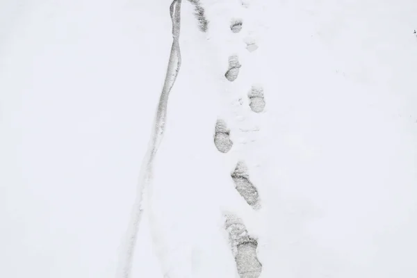 Huellas Humanas Nieve Camino Nieve — Foto de Stock