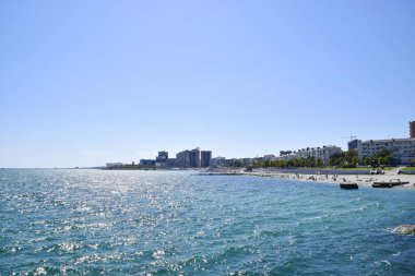 Marina ve Novorossiysk iskele. Liman kenti kentsel peyzaj