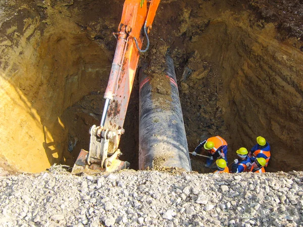 Works Dug Out Oil Pipeline Construction Oil Pipeline — Stock Photo, Image