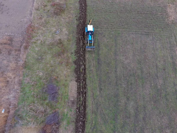 Trekker Ploegen Van Tuin Ploegen Van Bodem Tuin — Stockfoto