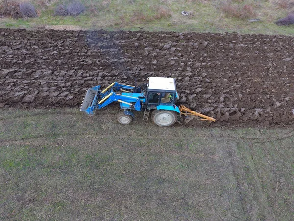 Trekker Ploegen Van Tuin Ploegen Van Bodem Tuin — Stockfoto